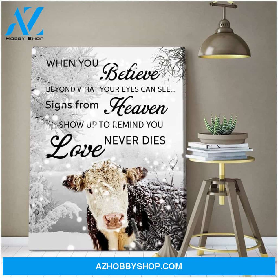 Au When You Believe Cow Wall Art Canvas, Wall Decor Visual Art