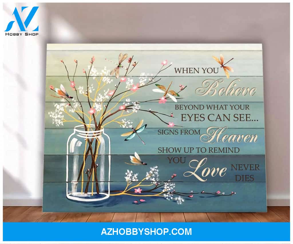 Au When You Believe Dragonfly Wall Art Canvas, Wall Decor Visual Art