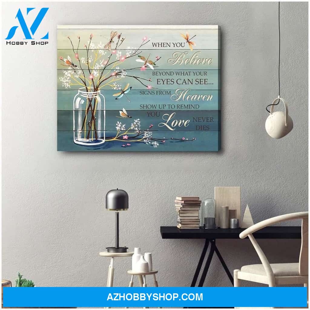 Au When You Believe Dragonfly Wall Art Canvas, Wall Decor Visual Art