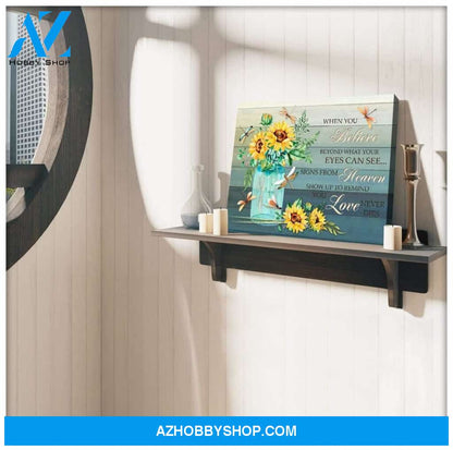 Au When You Believe Sunflower Dragonfly Wall Art Canvas, Wall Decor Visual Art
