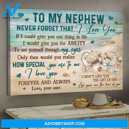 Aunt to Nephew - Sand turtle - Life gave me the love of you - Family Landscape Canvas Prints, Wall Art
