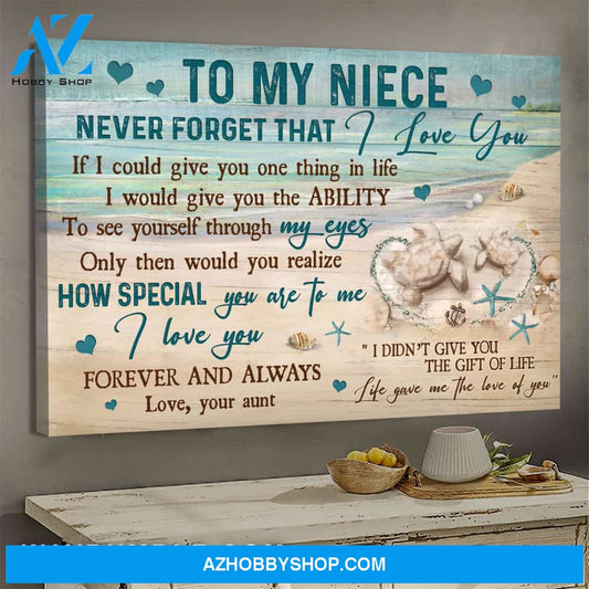 Aunt to Niece - Sand turtle - Life gave me the love of you - Family Landscape Canvas Prints, Wall Art