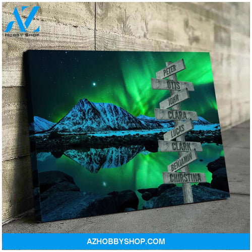 Aurora mountain view family multi names - Personalized Canvas