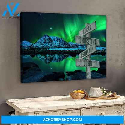 Aurora mountain view family multi names - Personalized Canvas