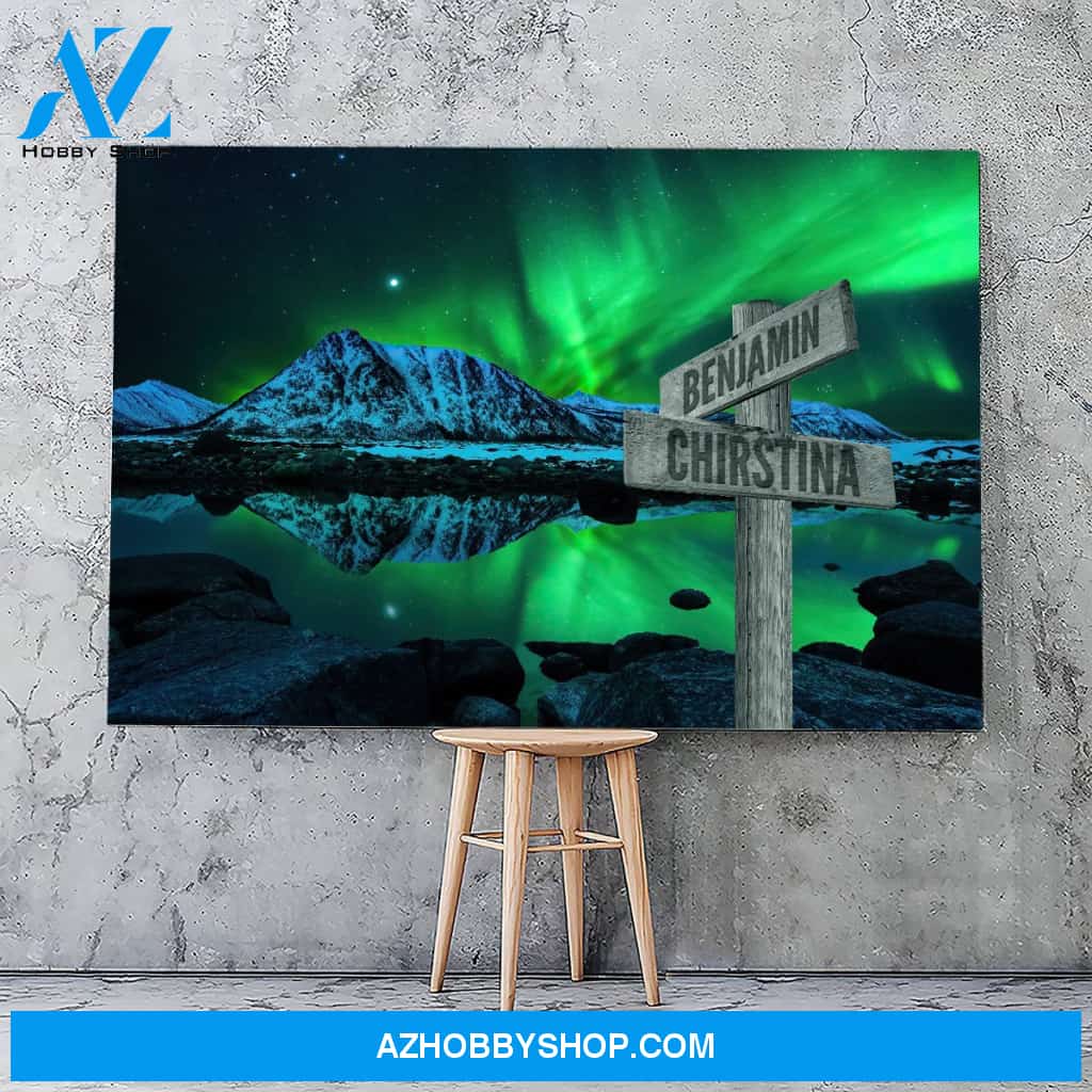 Aurora mountain view family multi names - Personalized Canvas