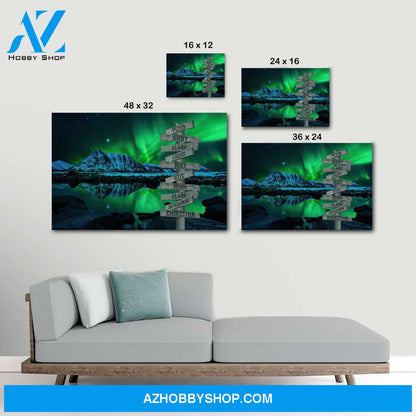 Aurora mountain view family multi names - Personalized Canvas