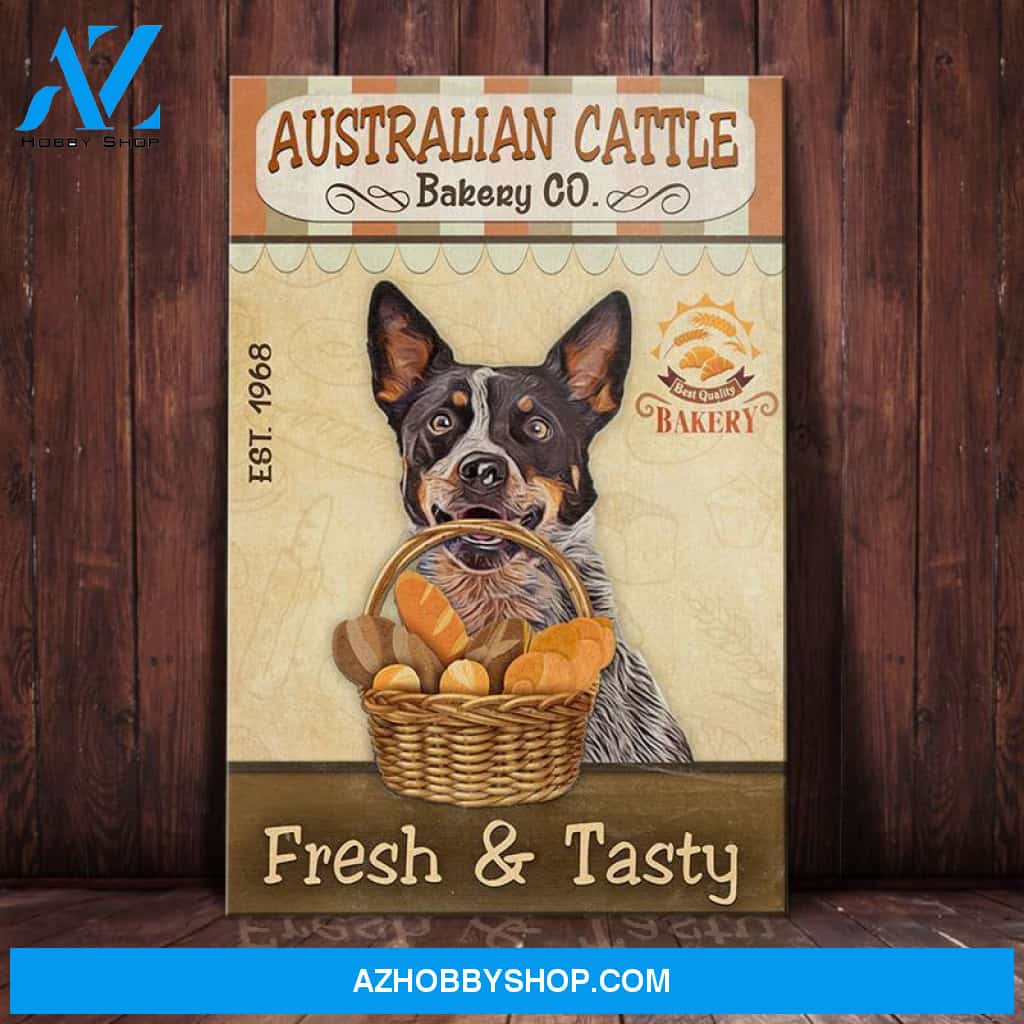 Australian Cattle Dog Bakery Company Canvas Wall Art, Wall Decor Visual Art