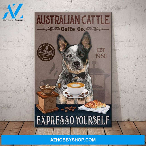 Australian Cattle Dog Coffee Company Canvas Wall Art, Wall Decor Visual Art