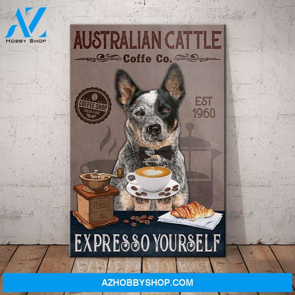Australian Cattle Dog Coffee Company Canvas Wall Art, Wall Decor Visual Art