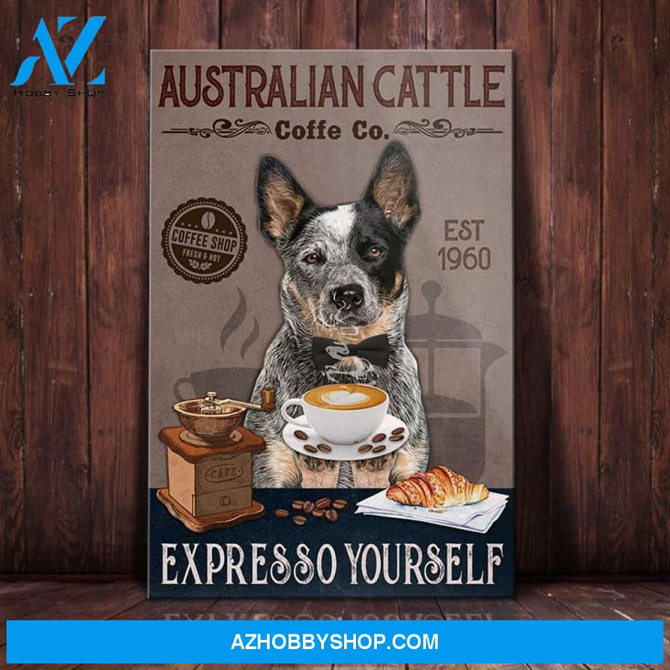 Australian Cattle Dog Coffee Company Canvas Wall Art, Wall Decor Visual Art