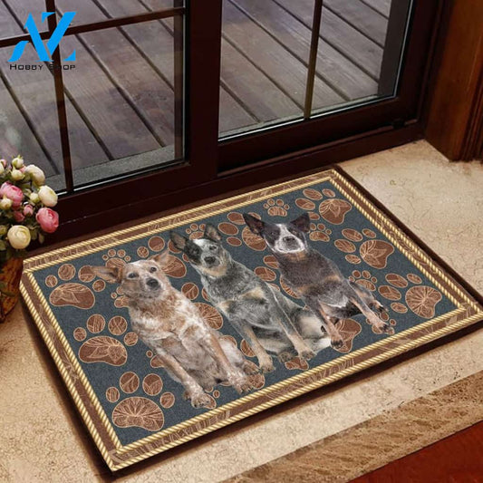 Australian Cattle Dog Flower Paw Doormat