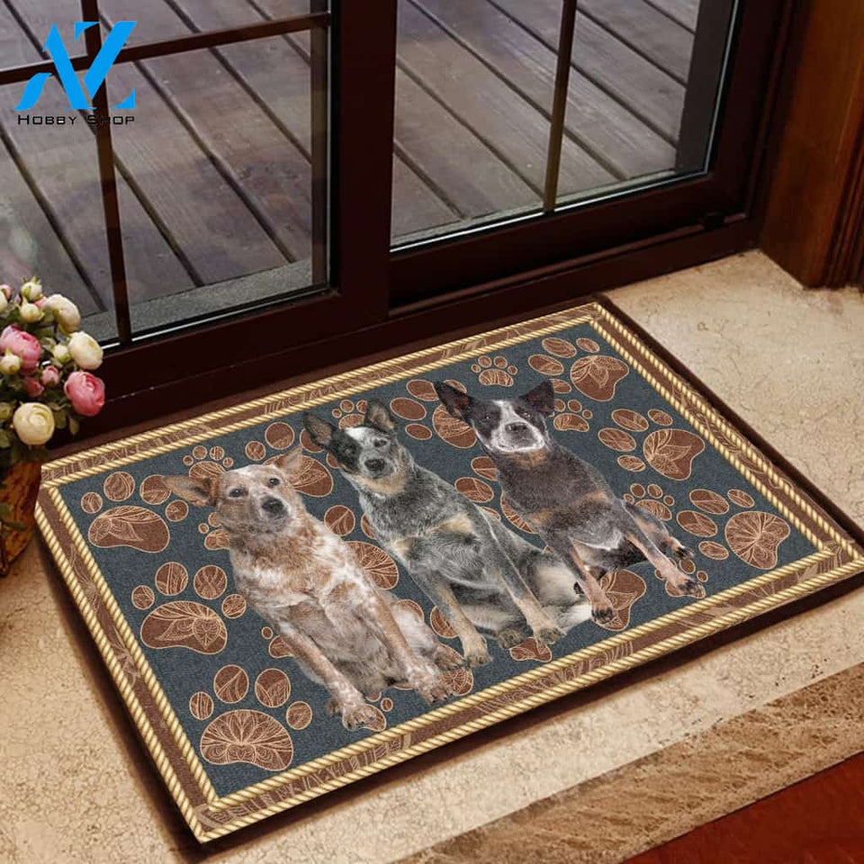 Australian Cattle Dog Flower Paw - Dog Doormat | Welcome Mat | House Warming Gift