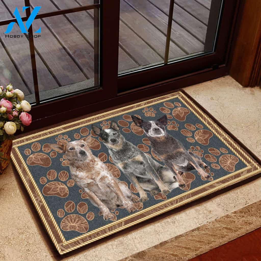 Australian Cattle Dog Flower Paw H12830 - Door Mat | Welcome Mat | House Warming Gift