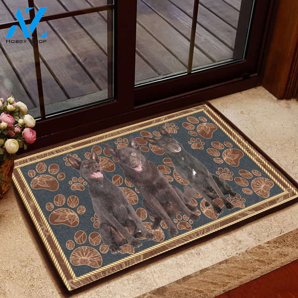 Australian Kelpie Flower Paw - Dog Doormat Welcome Mat House Warming Gift Home Decor Gift for Dog Lovers Funny Doormat Gift Idea