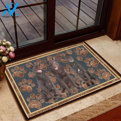 Australian Kelpie Flower Paw - Dog Doormat Welcome Mat House Warming Gift Home Decor Gift for Dog Lovers Funny Doormat Gift Idea
