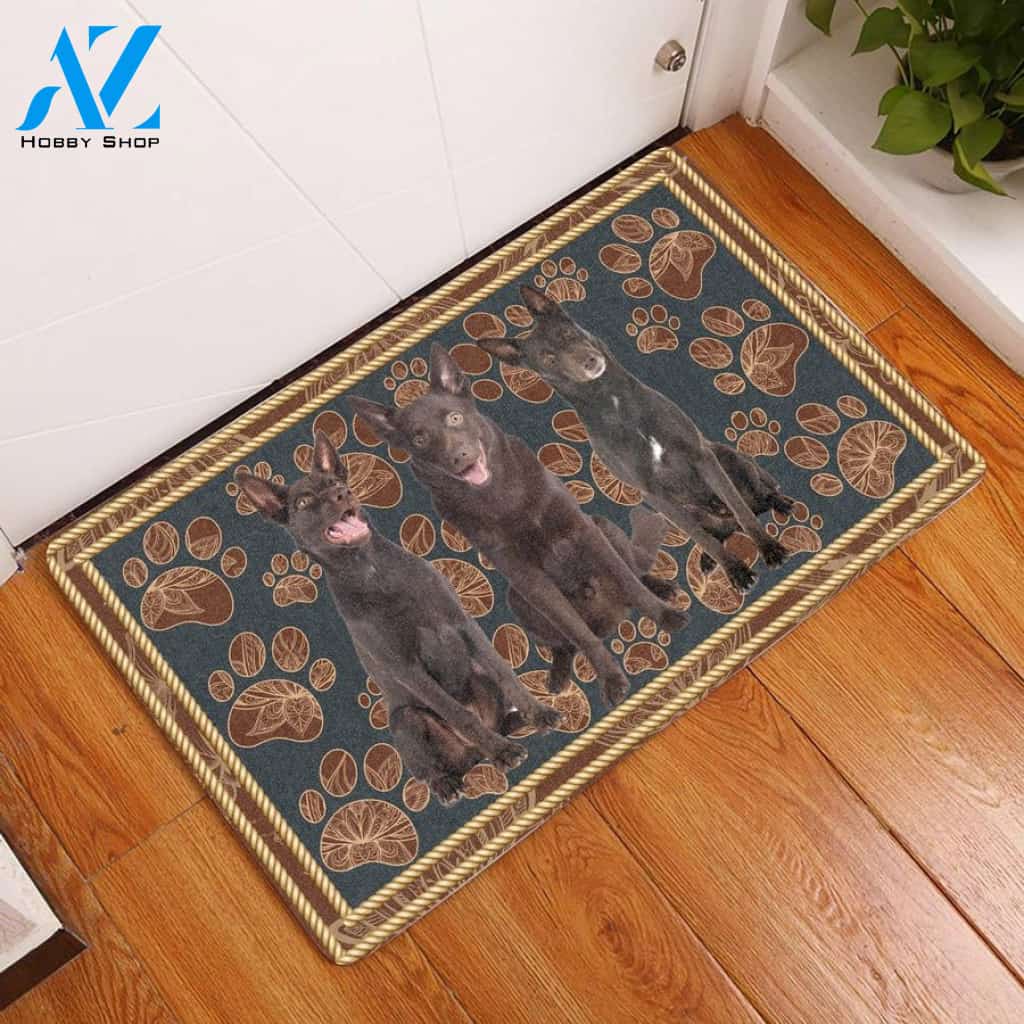 Australian Kelpie Flower Paw Doormat