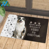 Australian Shepherd 2 Doormat, Kisses Fix Everything Doormat, Dog Welcome Mat, Funny Welcome Mats for Dogs Lovers