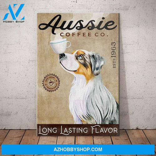 Australian Shepherd Dog Coffee Company Canvas Wall Art, Wall Decor Visual Art