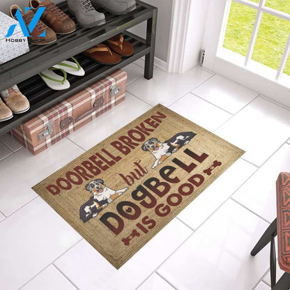Australian Shepherd Doorbell Broken But Dogbell Is Good Doormat Indoor And Outdoor Mat Entrance Rug Sweet Home Decor Housewarming Gift Gift For Friend Family Stem Feminist