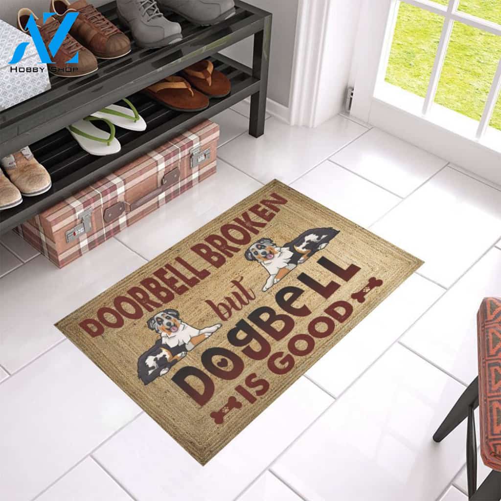 Australian Shepherd Doorbell Broken doormat | Welcome Mat | House Warming Gift