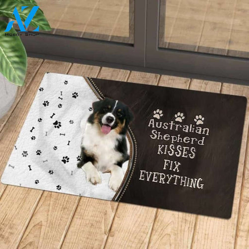 Australian Shepherd Doormat, Kisses Fix Everything Doormat, Dog Welcome Mat, Funny Welcome Mats for Dogs Lovers