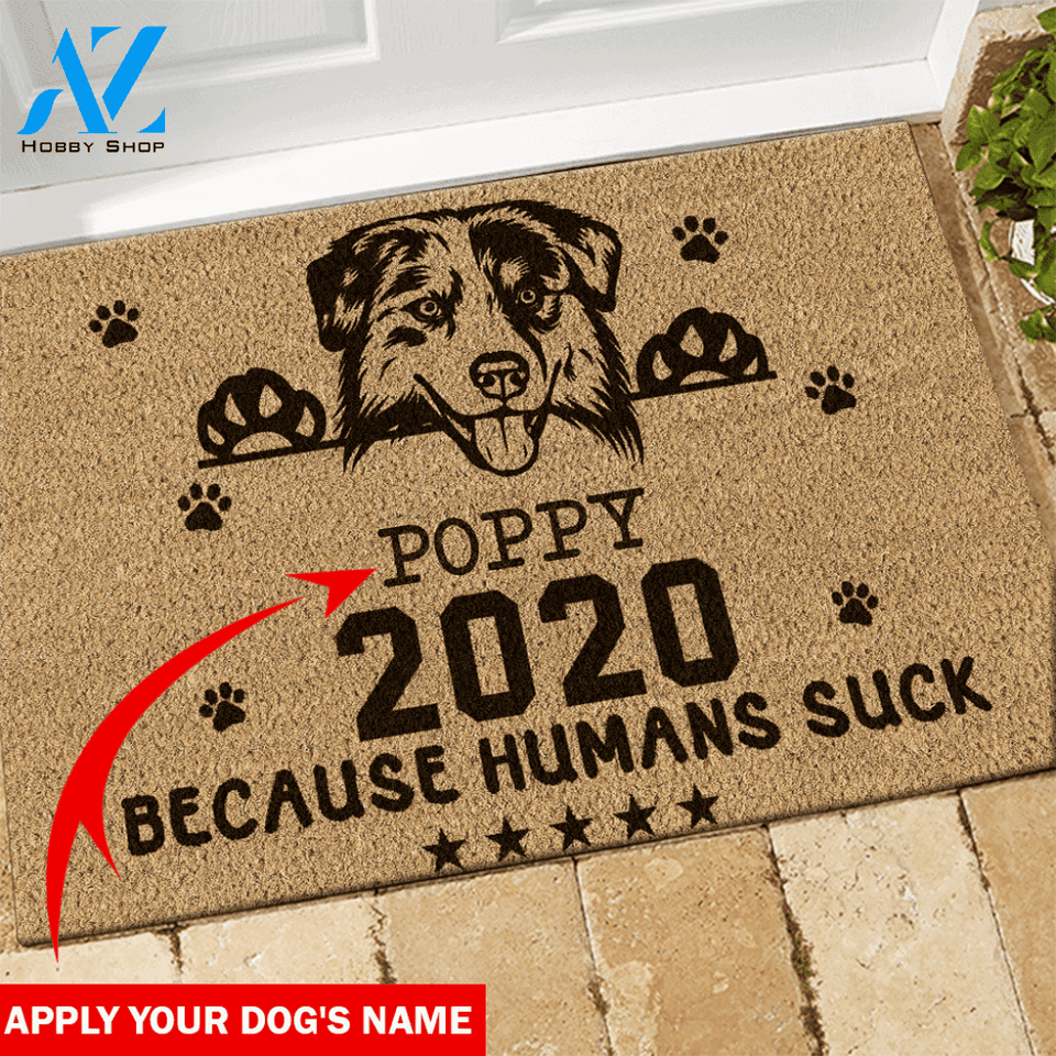 Australian Shepherd Doormat Customized Dog's Name | Welcome Mat | House Warming Gift