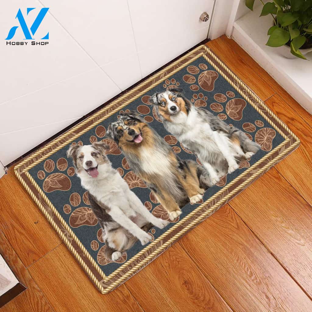 Australian Shepherd Flower Paw - Dog Doormat | Welcome Mat | House Warming Gift