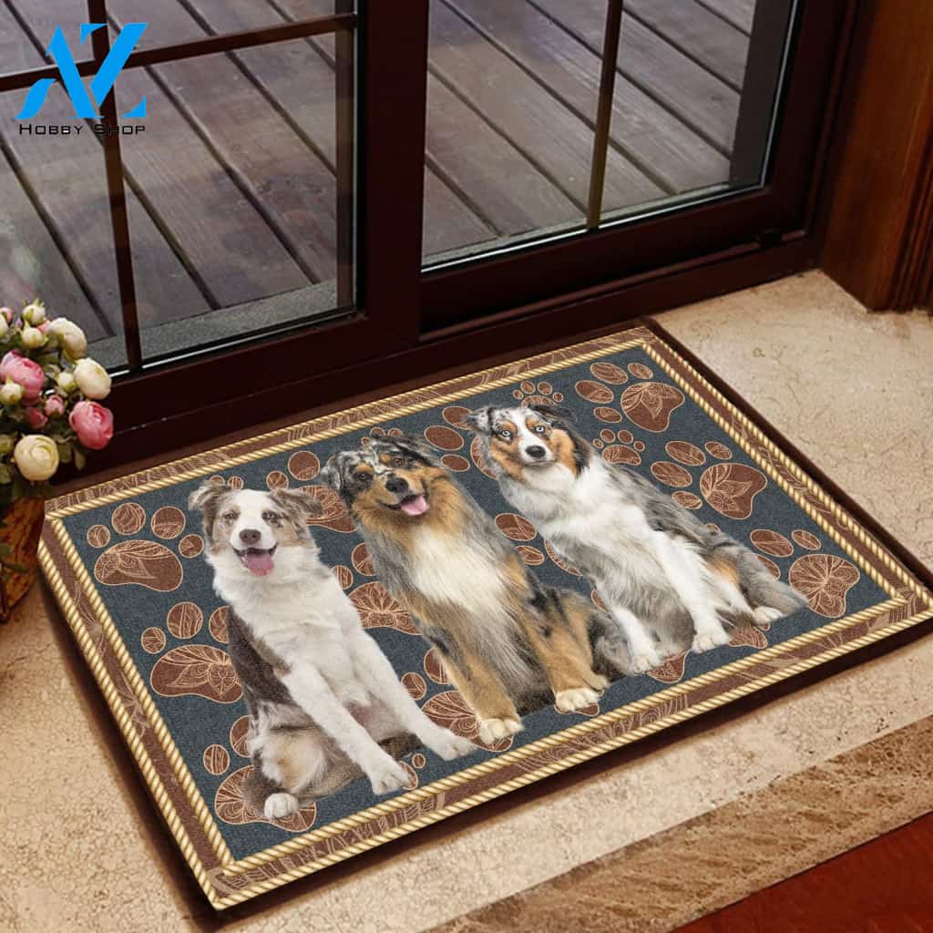 Australian Shepherd Flower Paw - Dog Doormat | Welcome Mat | House Warming Gift