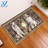 Australian Shepherd Flower Paw Doormat