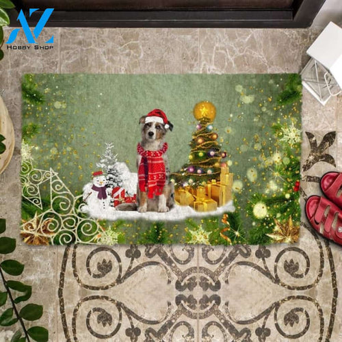 Australian Shepherd Merry Christmas Doormat