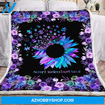 Autism Accept Understand Love Fleece Blanket