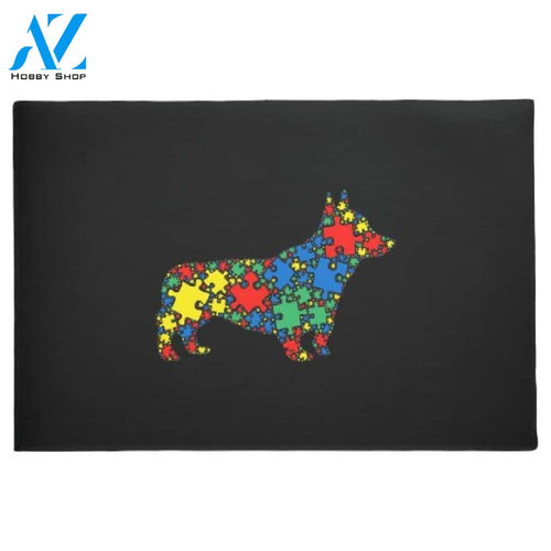 Autism Awareness - Corgi Autism Puzzle Doormat Welcome Mat House Warming Gift Home Decor Gift for Dog Lovers Funny Doormat Gift Idea