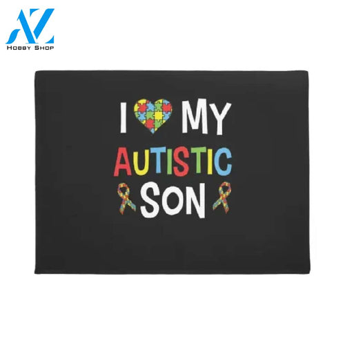 Autism Awareness - I Love My Autistic Son Doormat Welcome Mat House Warming Gift Home Decor Funny Doormat Gift Idea