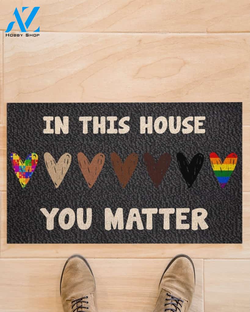 Autism Awareness LGBT In This House You Matter Indoor And Outdoor Doormat Warm House Gift Welcome Mat Gift For Friend Family