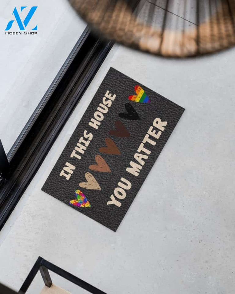 Autism Awareness LGBT In This House You Matter Indoor And Outdoor Doormat Warm House Gift Welcome Mat Gift For Friend Family