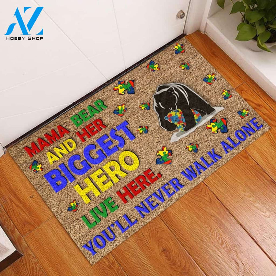 Autism Awareness Mama Bear Papa Bear Doormat For Autism Awareness Doormat Welcome Mat House Warming Gift Home Decor Gift for Bear Lovers Funny Doormat Gift Idea