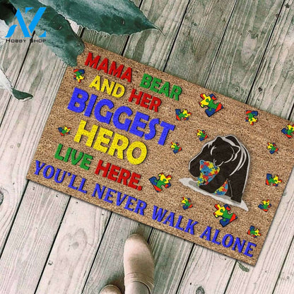 Autism Awareness Mama Bear Papa Bear Indoor And Outdoor Doormat Warm House Gift Welcome Mat Gift For Friend Family