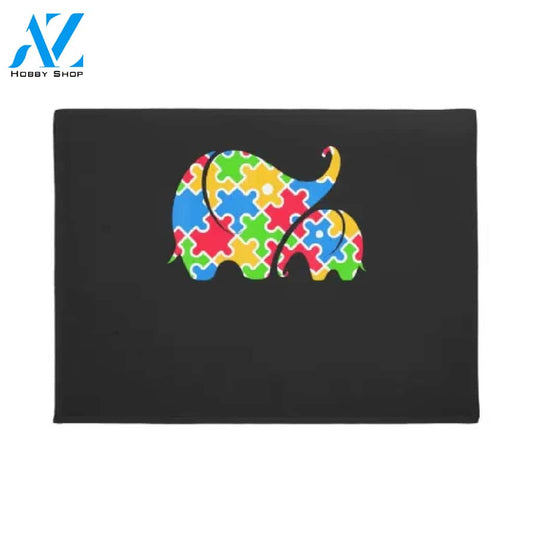 Autism Awareness - Mom Baby Elephant World Doormat Welcome Mat House Warming Gift Home Decor Gift for ElephantLovers Funny Doormat Gift Idea