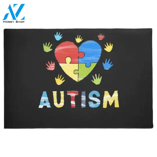 Autism Awareness Puzzle HandDoormat Warm House Gift Welcome Mat Gift for Friend Family