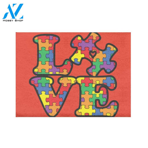 Autism Awareness Puzzle Piece Love Doormat Welcome Mat House Warming Gift Home Decor Funny Doormat Gift Idea
