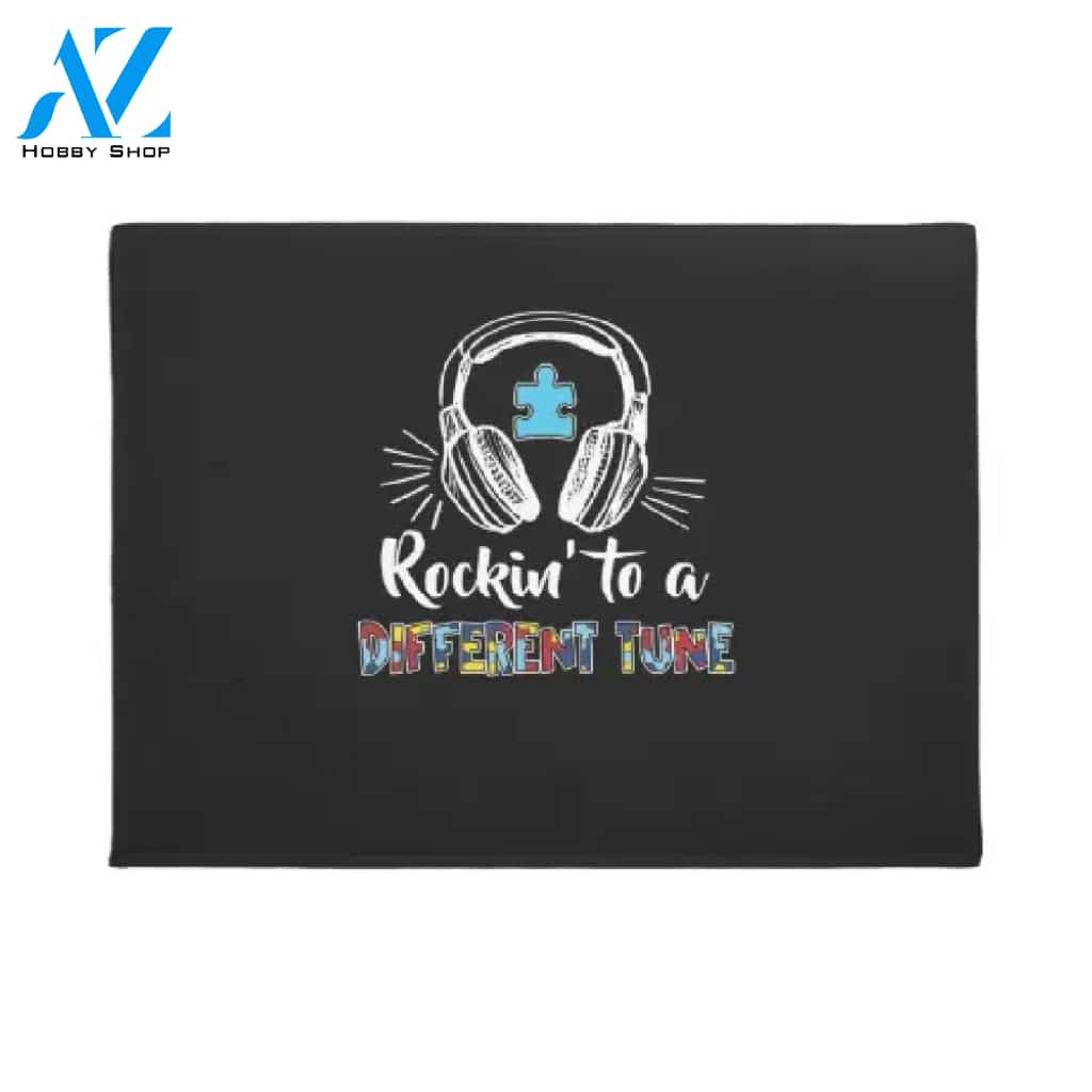 Autism Awareness - Rockin' To A Different Tune Autism Doormat Welcome Mat House Warming Gift Home Decor Funny Doormat Gift Idea