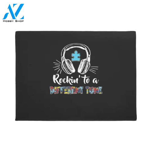 Autism Awareness - Rockin' To A Different Tune Autism Doormat Welcome Mat House Warming Gift Home Decor Funny Doormat Gift Idea