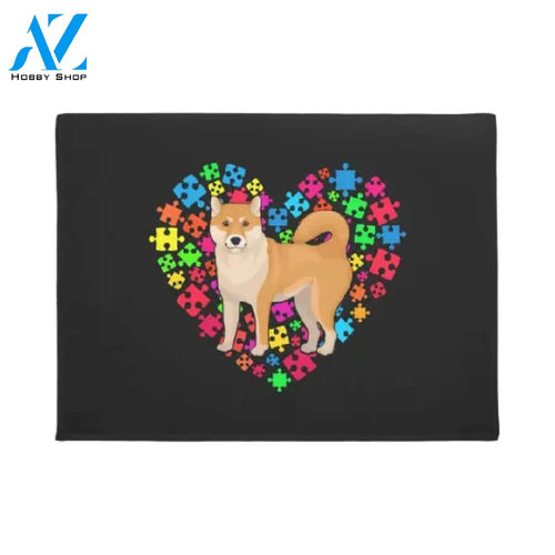 Autism Awareness Shiba Inu Dog Doormat Welcome Mat House Warming Gift Home Decor Gift for Dog Lovers Funny Doormat Gift Idea
