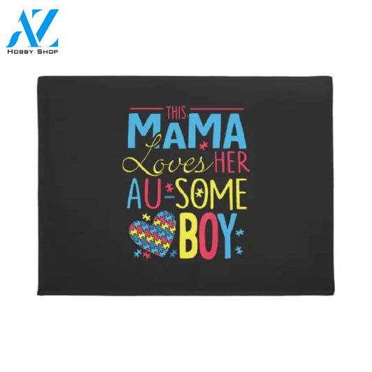 Autism Awareness - This Mama Lover Her Ausome Boy Doormat Welcome Mat House Warming Gift Home Decor Funny Doormat Gift Idea
