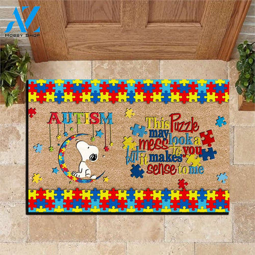 Autism Awareness - This Puzzle May Look A Mess To You But It Makes Sense To Me Doormat Welcome Mat House Warming Gift Home Decor Gift for Dog Lovers Funny Doormat Gift Idea