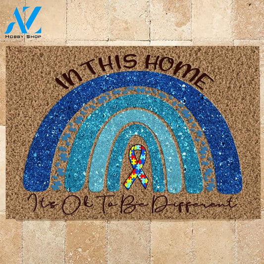 Personalized Name Family House Autism Doormat In This Home It'S Ok To Be Different Welcome Mat House Warming Gift Christmas Gift Decor