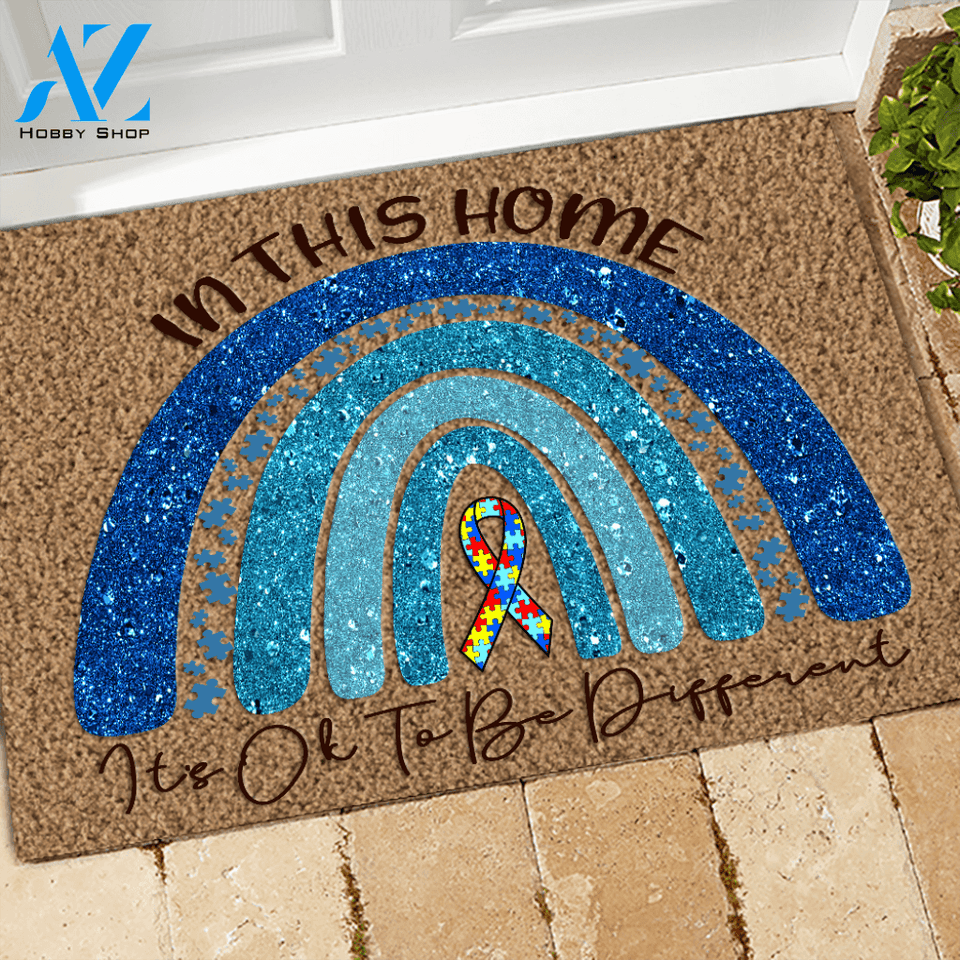 Autism Doormat In This Home It's Ok To Be Different | Welcome Mat | House Warming Gift