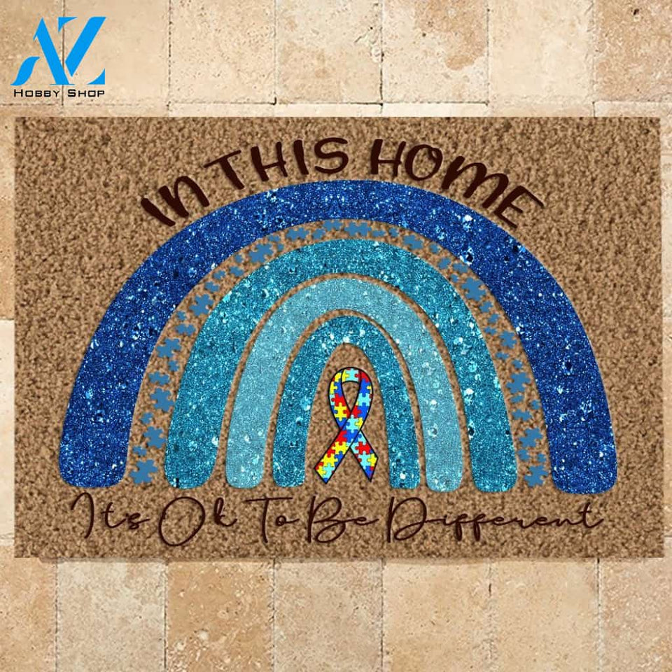 Autism Doormat In This Home It's Ok To Be Different | Welcome Mat | House Warming Gift | Christmas Gift Decor