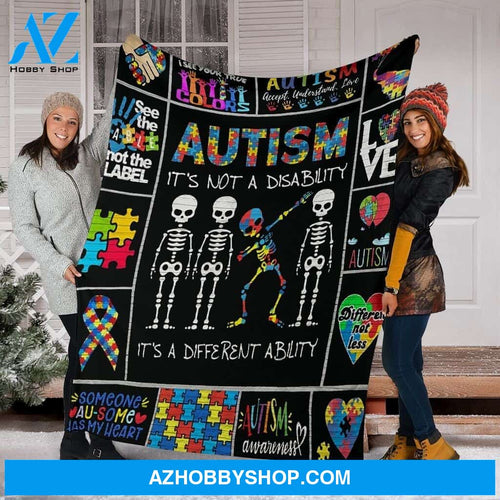 Autism Its Not A Disability Dabbing Fleece Blanket