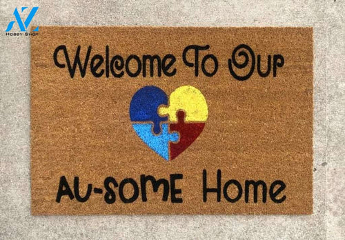 Autism Speaks - Welcome To Our Au-Some Home Doormat Warm House Gift Welcome Mat Gift for Friend Family